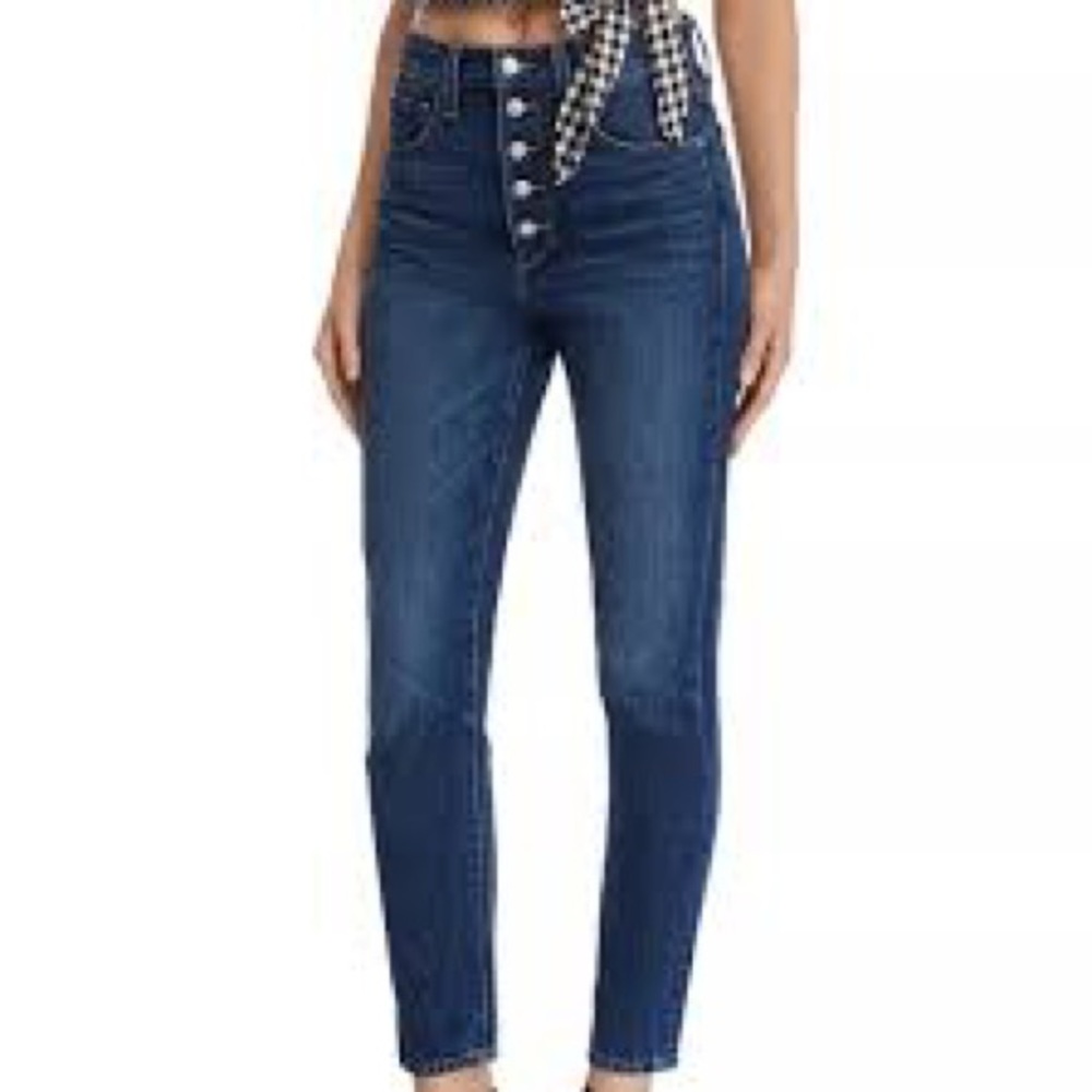 Joe's Jeans High-Rise Button-Fly Dark Blue Straight Jeans